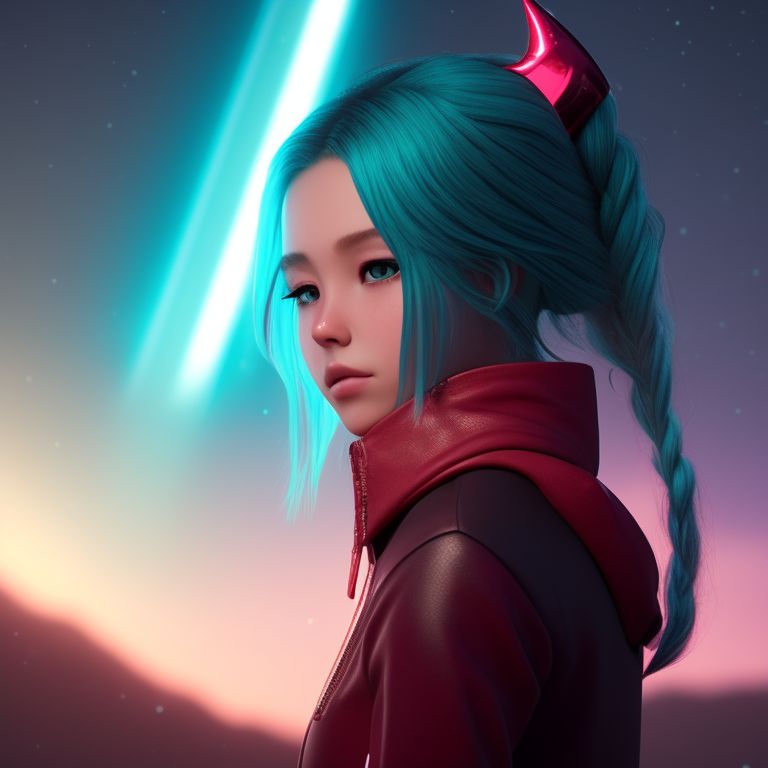 colorwave, polygeometry, photobash, (1girl), teal hair, light particles, light rays, braid, [[side profile]], (red sky), Portrait, (realistic:0, 8), Violet eyes, tears, leather gloves, hair over one eye, (looking at you), wind, sad, Button nose, v eyebrows, blurry foreground, 1girl, black sports bra, grime, (runny makeup), Upper body, [freckles], bags under eyes, night  sky background, Sitting, chromatic aberration, Clouds, <lora:2, 5d style:0, 47> <lora:jinxleagueoflegends_v10:0, 9> <lora:arcanestylelora_v1:0, 5>
negative prompt: khfb, auroranegative, (worst quality, low quality:1, 4), outlines, Skimpy, (loli), playing card, (demon horns), size: 768x512, seed: 452517021, steps: 27, sampler: euler a, cfg scale: 6, clip skip: 2, mask blur: 4, model hash: 1b5f8211ec, denoising strength: 0.34, ( jinx \(league of legends\) ), facing each other in a dimly lit laboratory, Moody, Futuristic, Highly detailed, Digital painting, Sharp focus, Artstation, Concept art, Intricate, Glowing, by artists like simon stalenhag, Greg Rutkowski, and scott robertson.