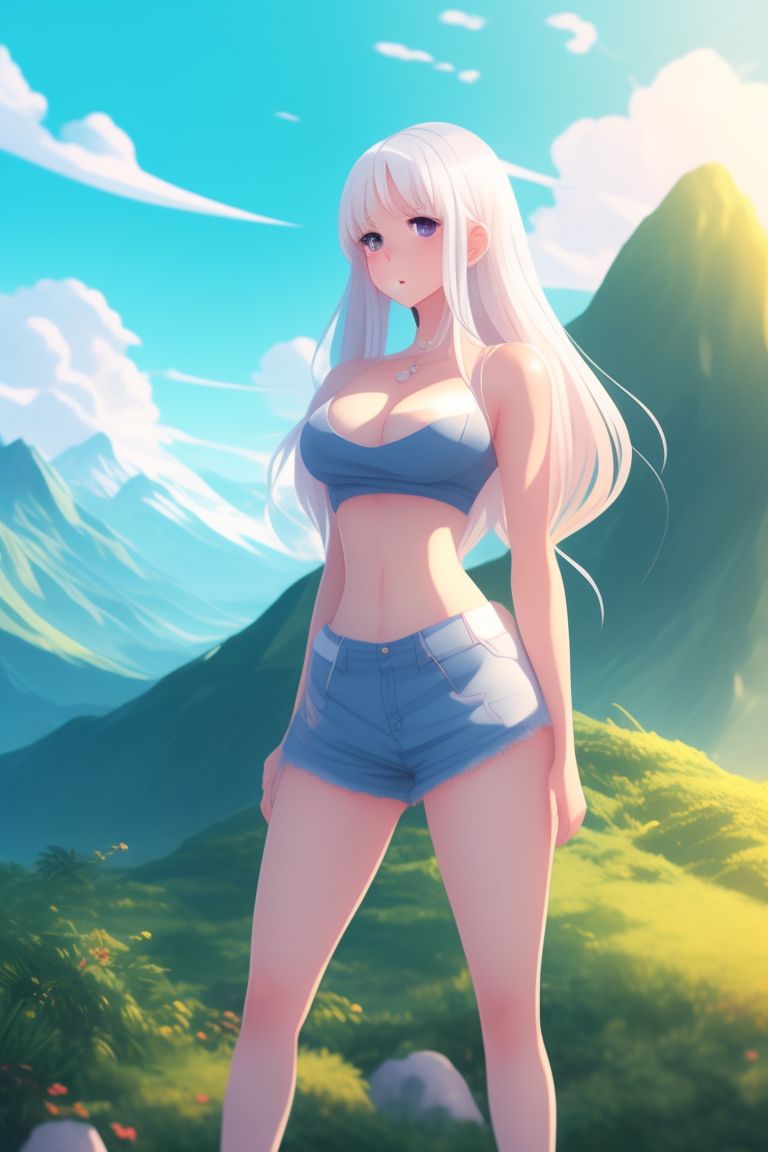 AnmataJensu: Thick thighs, Big chest ,Tall girl, Long White hair