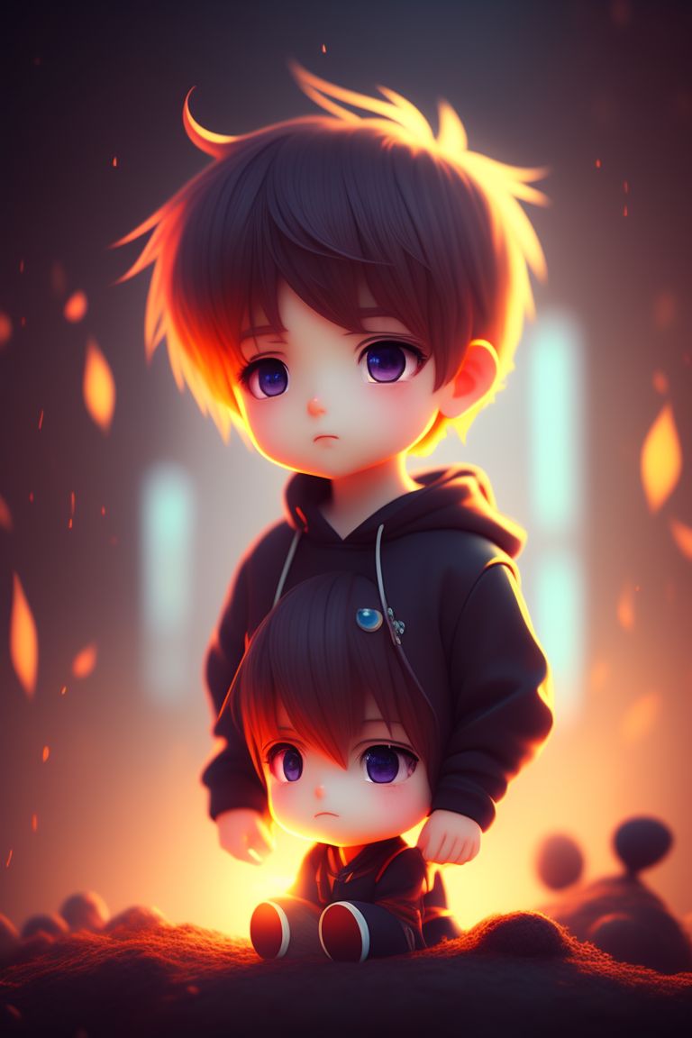 chibi anime sad boy