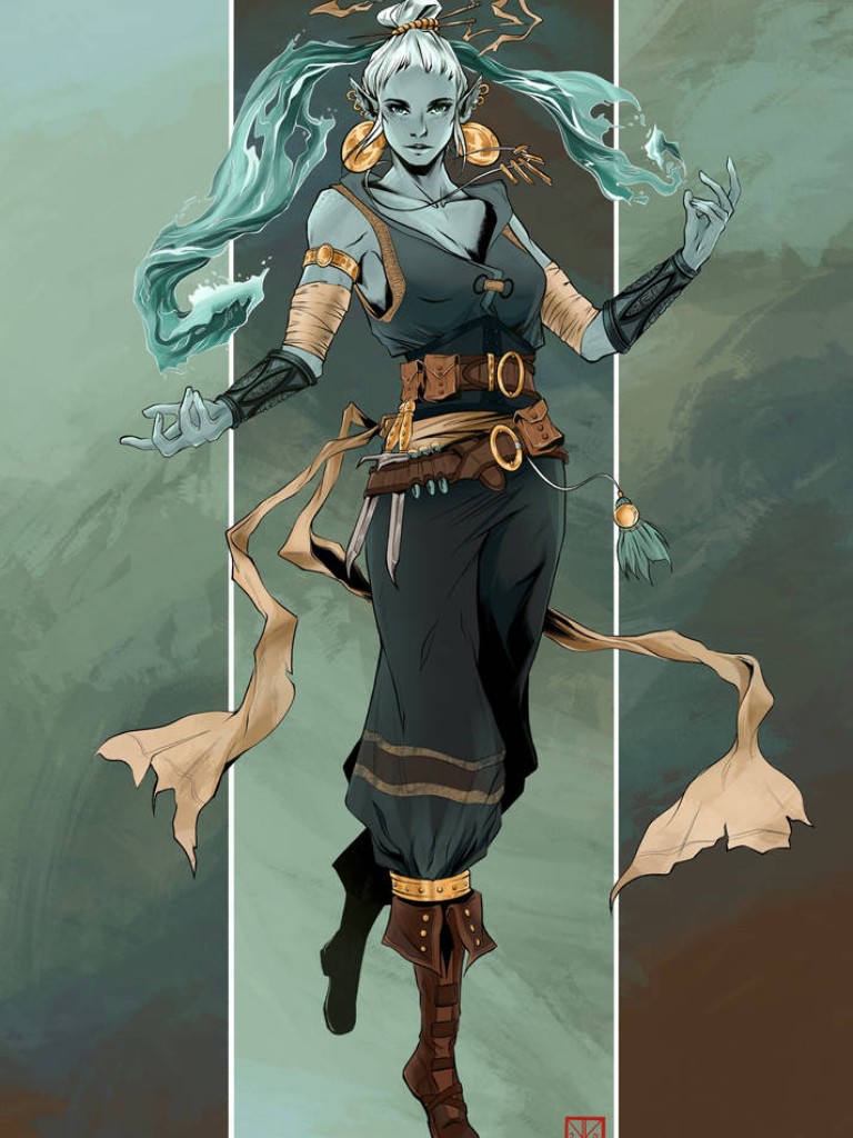 slimy-quelea620: Female, dnd water genasi, long flowing blue hair, blue ...