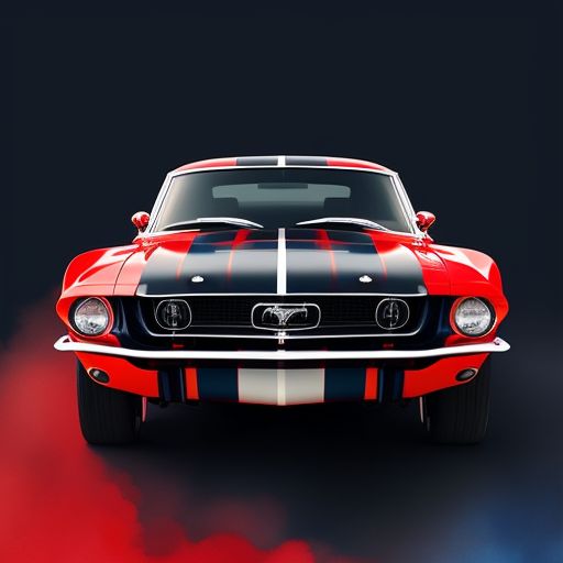 KOPF-KI-NO: SFW, 1968 ford mustang red shelby, (drifting on the moon).