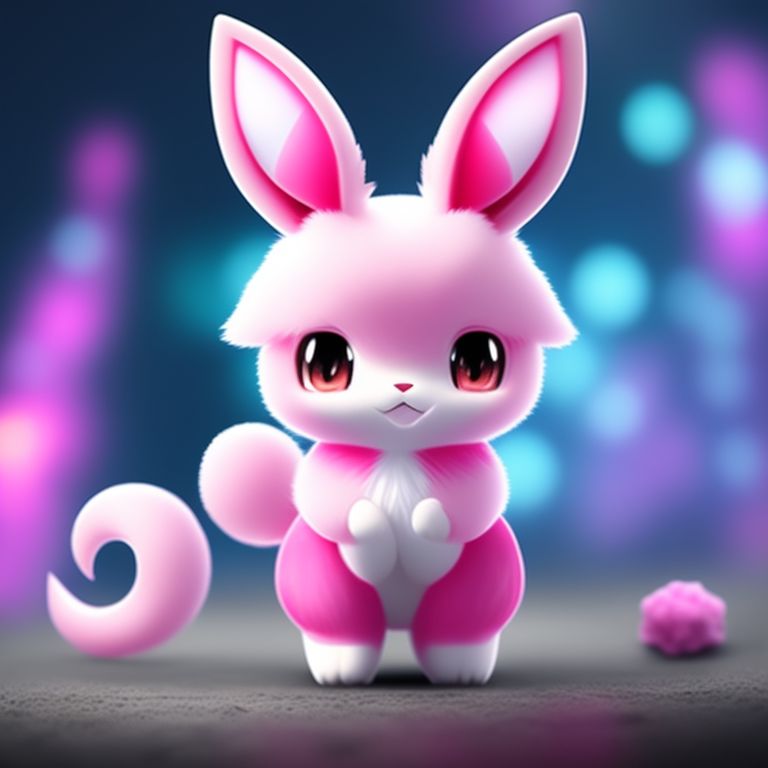 KookyCreator: anime, pokemon, kawaii cute blue eevee fused with mew