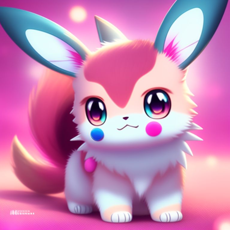 KookyCreator: anime, pokemon, kawaii cute blue eevee fused with mew