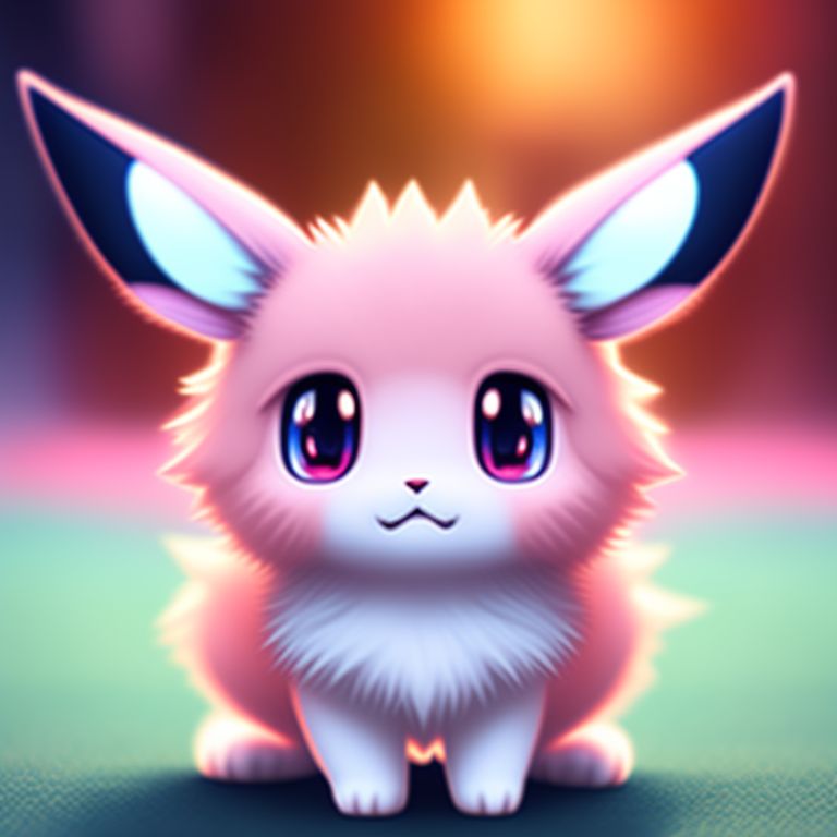 KookyCreator: anime, pokemon, kawaii cute blue eevee fused with mew