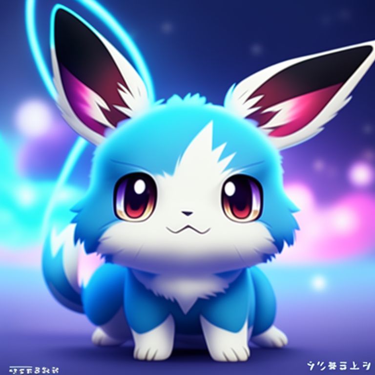 KookyCreator: anime, pokemon, kawaii cute yellow-orange rabbit with blue  tufts on the ears