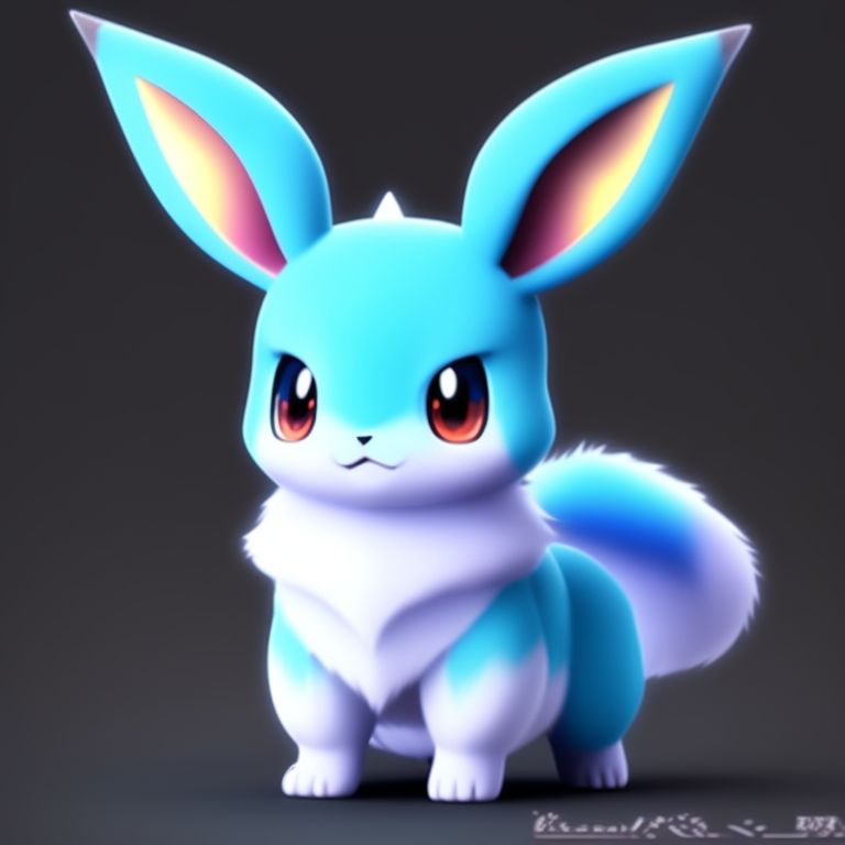 KookyCreator: anime, pokemon, kawaii cute blue eevee fused with mew