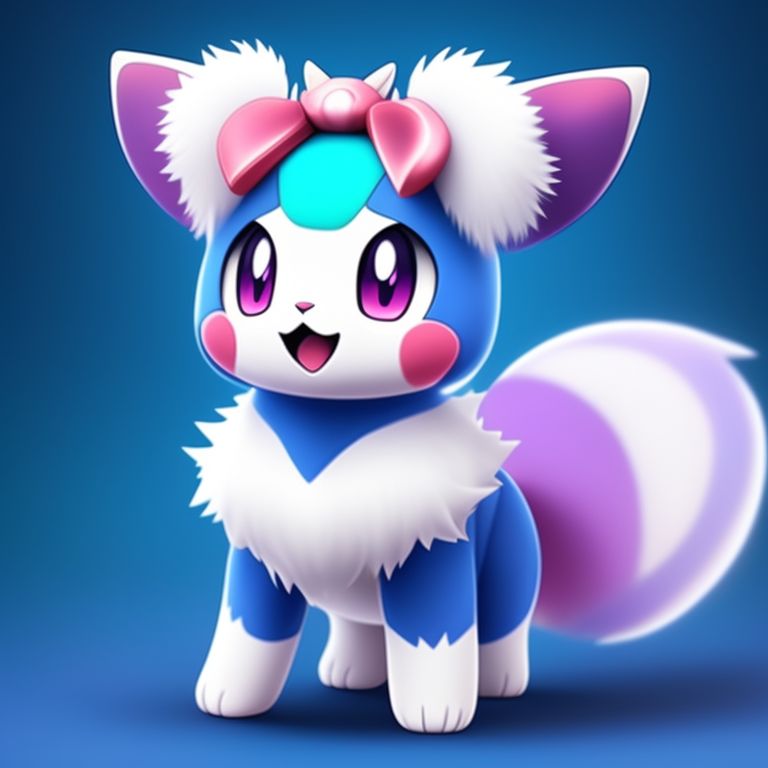 KookyCreator: anime, pokemon, kawaii cute blue eevee fused with mew