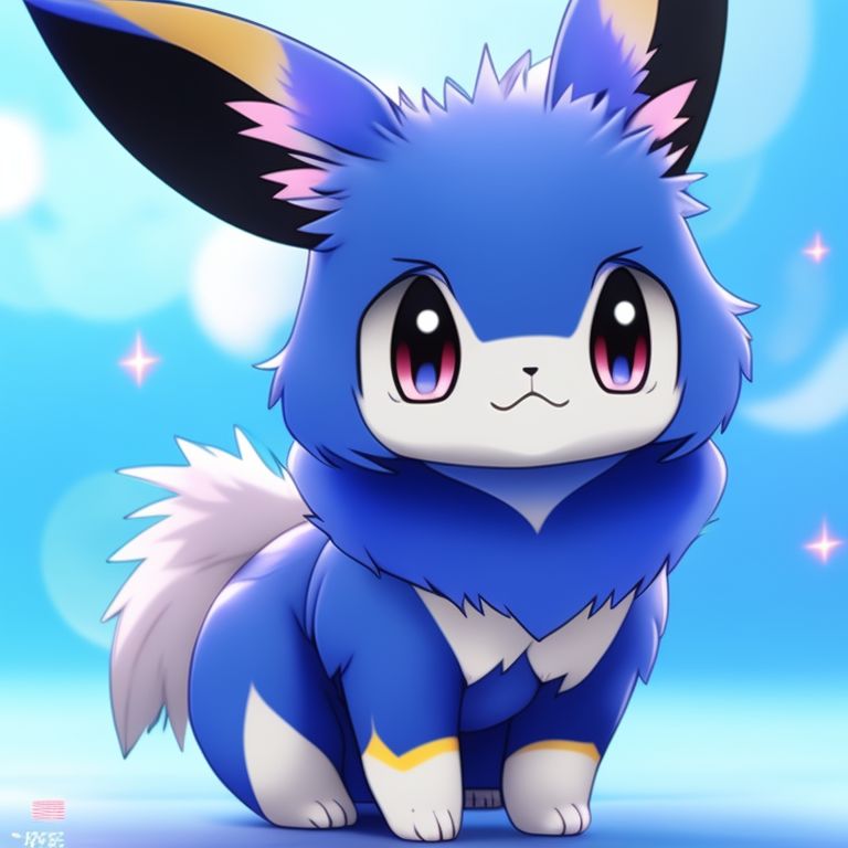 KookyCreator: anime, pokemon, kawaii cute blue eevee fused with mew