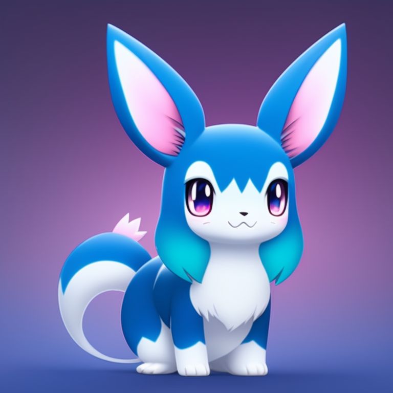 KookyCreator: anime, pokemon, kawaii cute blue eevee fused with mew