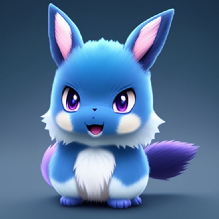 KookyCreator: anime, pokemon, kawaii cute blue eevee fused with mew