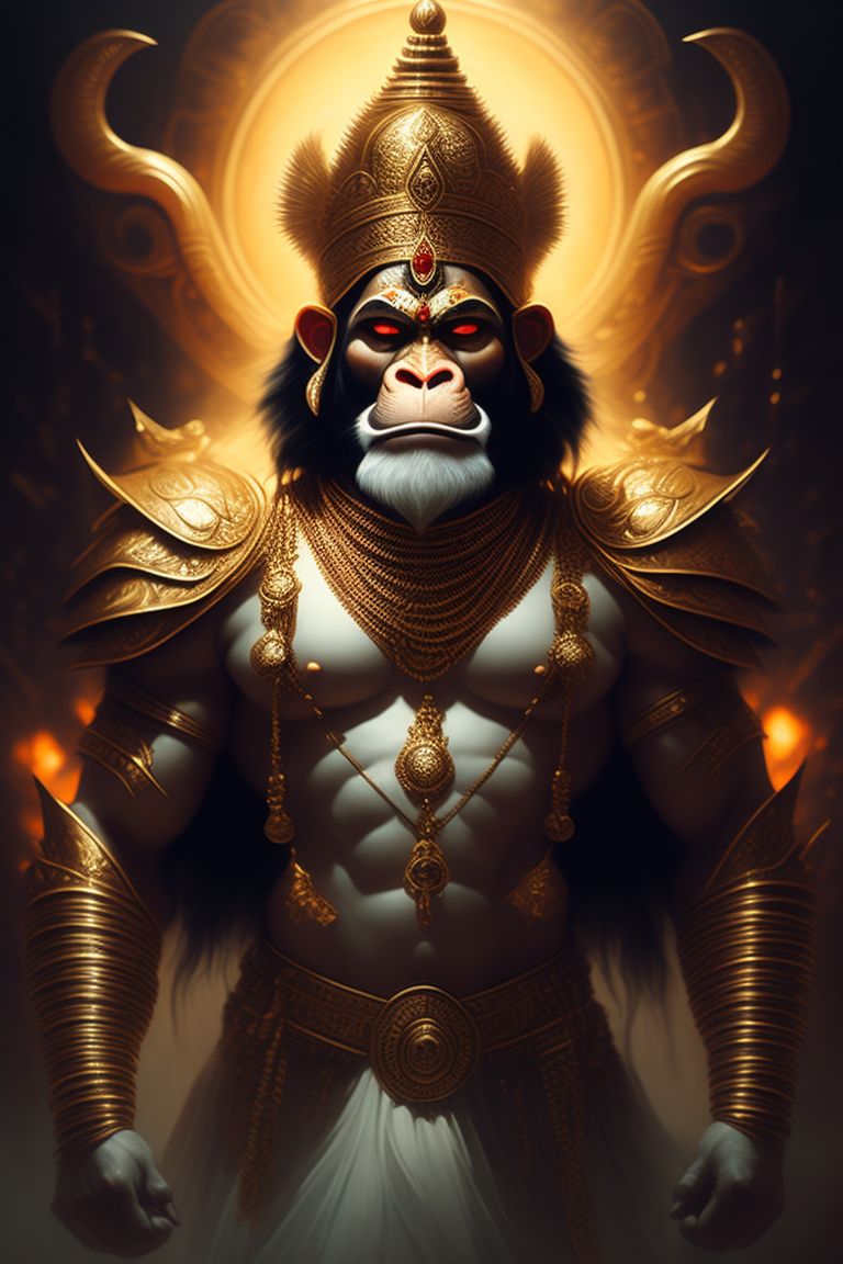 bluenocture: Indian Lord Hanuman, white jade body ,golden armour ...