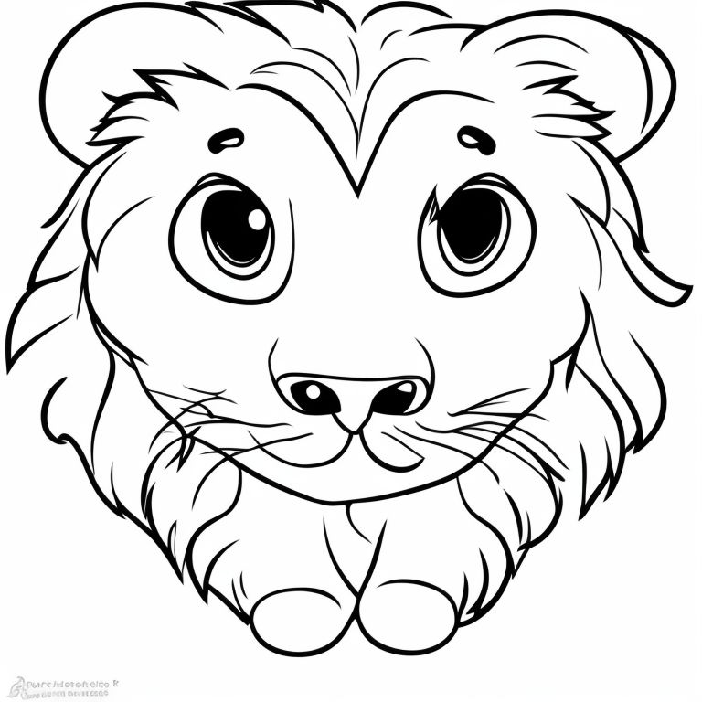 same-goose624: cute lion, very white background, children's coloring ...