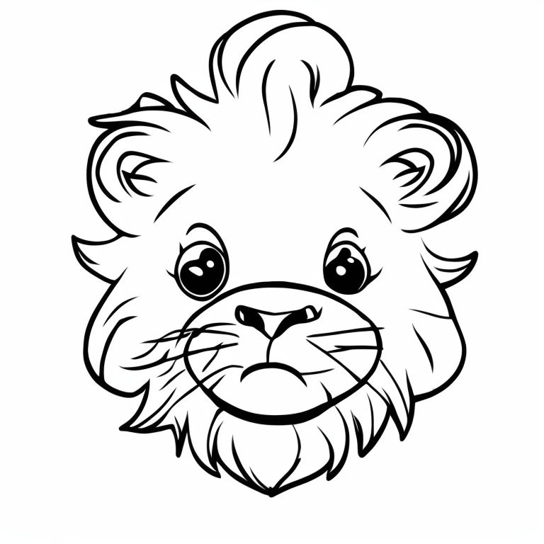 same-goose624: cute lion, very white background, children's coloring ...