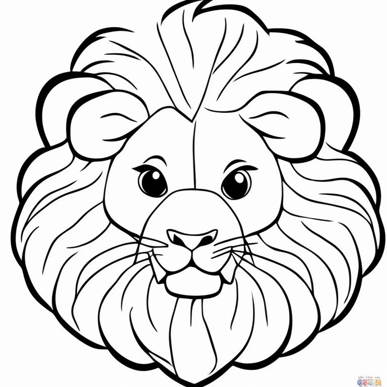 samegoose624 cute lion, very white background, children's coloring