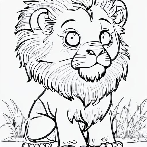 samegoose624 cute lion, very white background, children's coloring