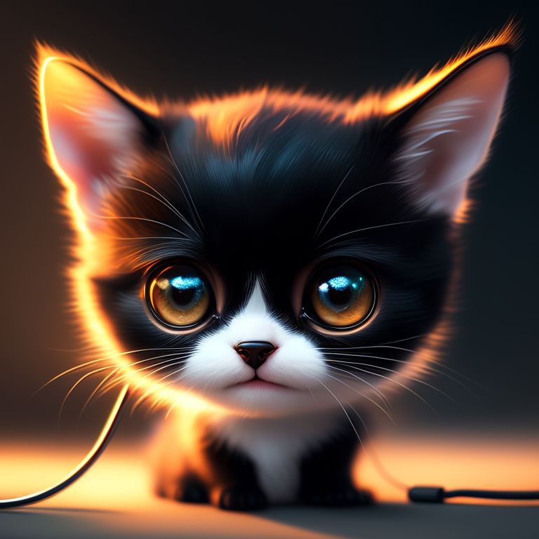 True_North67: A black kitten wearing a headset