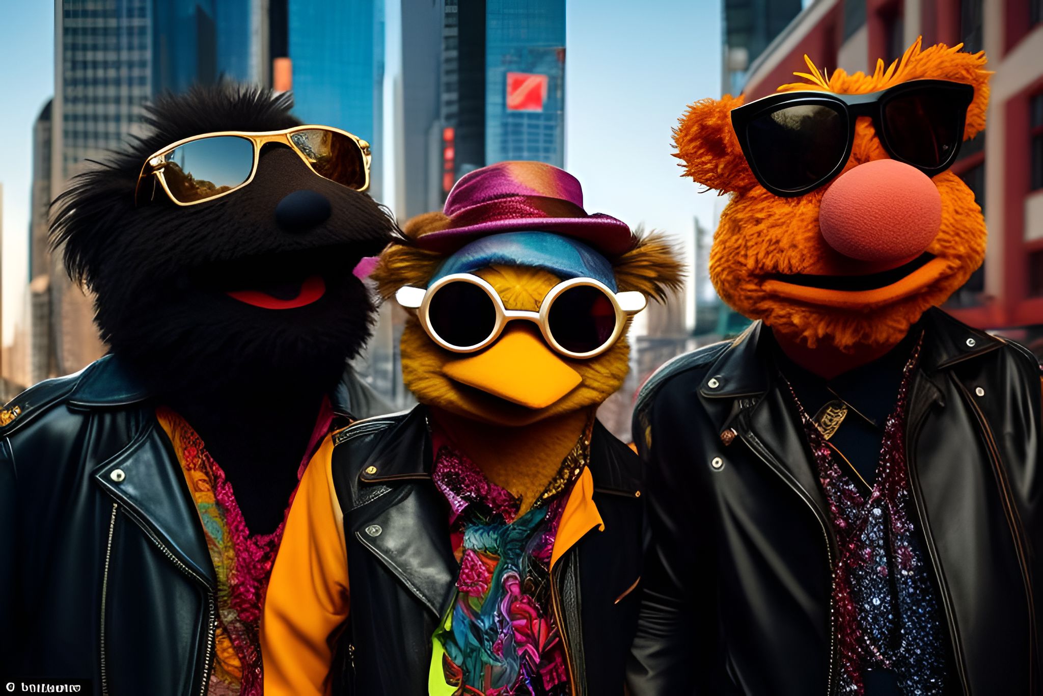 addison: Two groovy Muppets stood under a neon-lit sign, their ...