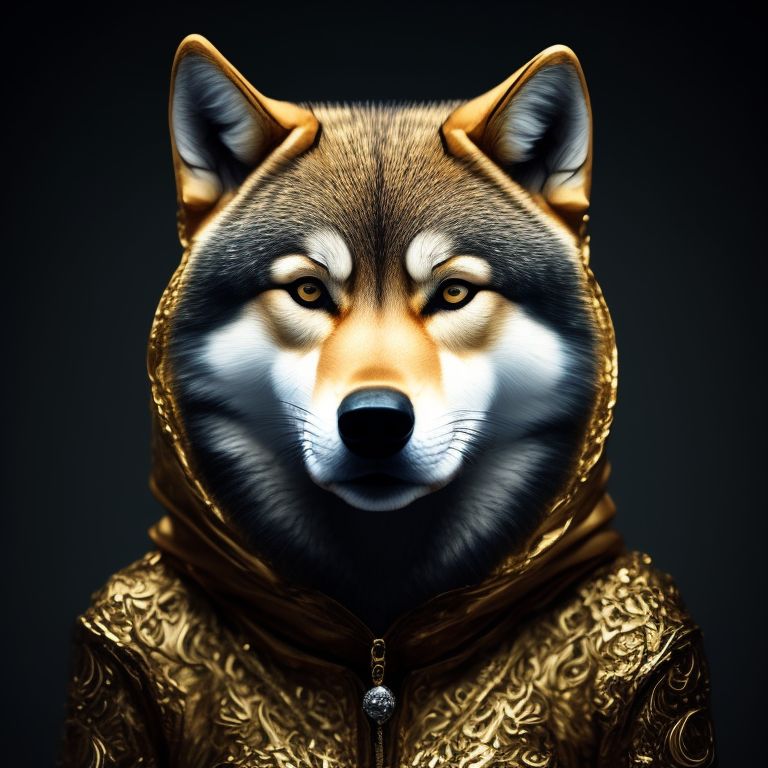 hxp: shiba inu wolf in gold hoody