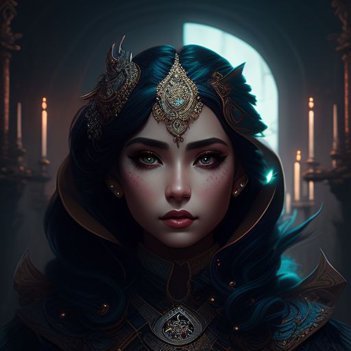Ana de Amas , DnD, regal, princess, dark background, beautiful, 8k, dark and moody style, intricate and highly detailed, Sharp focus, inspired by art by loish and rossdraws, trending on artstation hq.