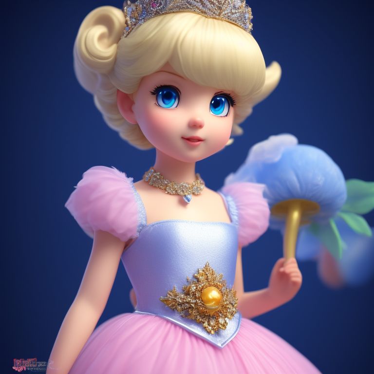 Princess, Peach’s Younger Sister, Periwinkle, Princess Dress, Ruffles, White Gloves, Blonde Hair, Short Hair, Blue Eyes, Silver Crown. Nintendo, Video Game, Official Art, Mushroom Kingdom, Super Marios Brother Movies, Young Girl, Artstation, Render, 16K, 16k resolution, 2k resolution, Bright saturated colors, Bright colors