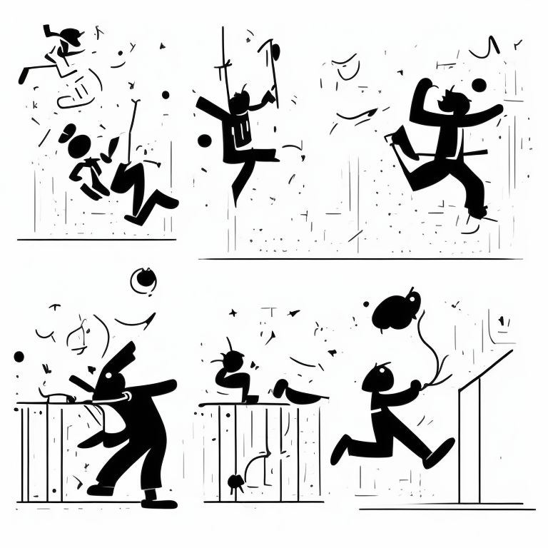 Douggreathouse Line Drawing Panels Of A Man Trying To Jump To Reach A Bar Above His Head While