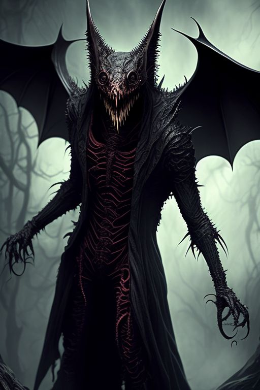 wavy-spider973: Eldritch horror bat monster. Vampire. fleshy.