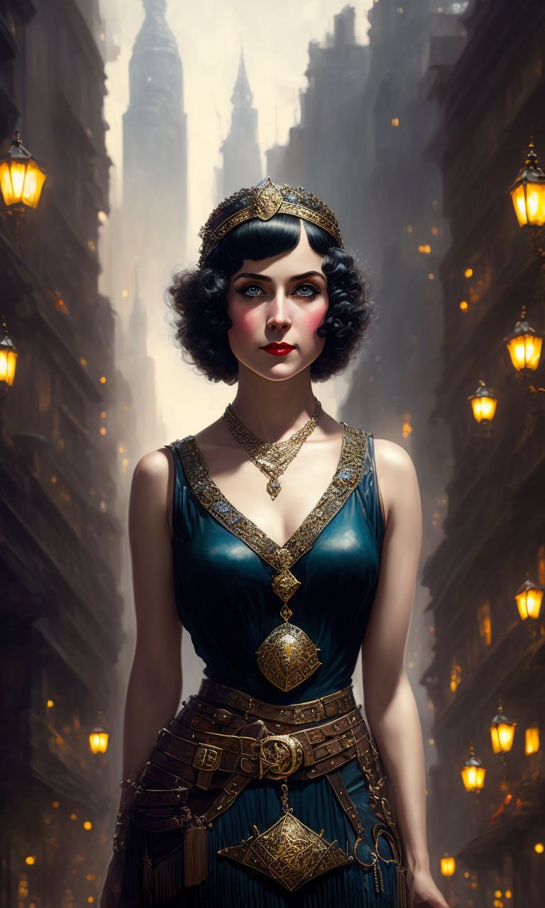 edible-crow416: a flapper girl surrounded by buildings