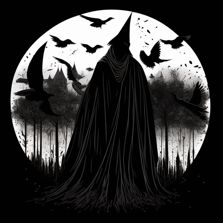 edible-crow416: graphic illustration of wizard with crows, dark ...