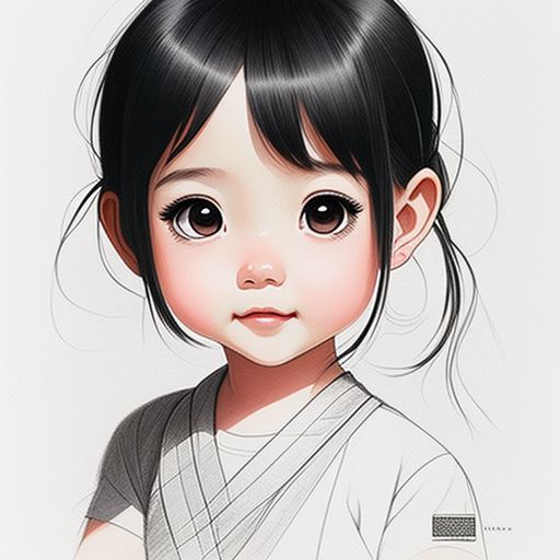 cute baby girl pencil sketch