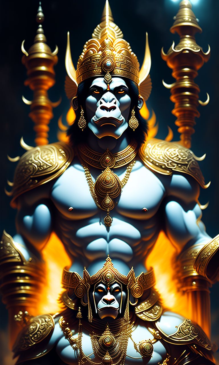 bluenocture: Indian Lord Hanuman, white jade body ,golden armour ...