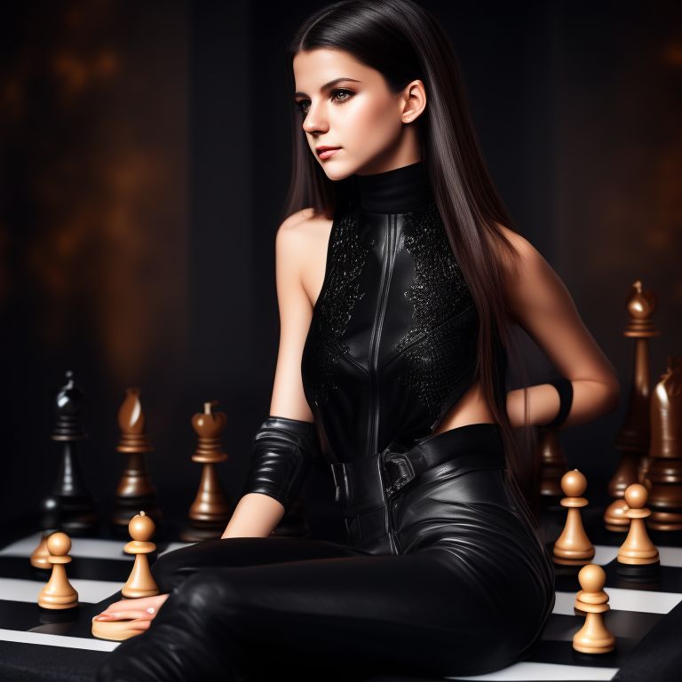 itchy-salmon414: Alexandra Botez wearing black leather pants and playing  chess