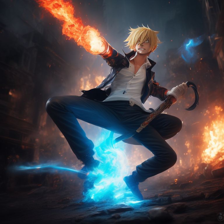 flaky-bison646: Sanji from One piece kick a person with blue fire on ...