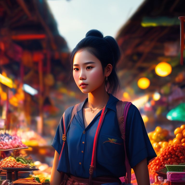 Nat Ay Th 19 Year Old Thai Girl Wearing Modern Clothes Grand Ayutthaya Market