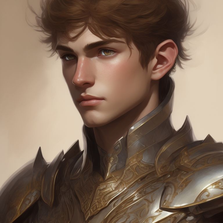 miserlyhorse41 young human male paladin brown hair with a full plate