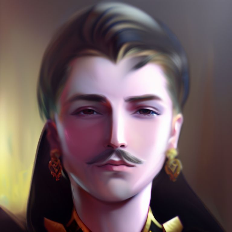 Artgerm, Wlop, Greg Rutkowski, Anna Nikonova, Character concept art, Anime, waist up photo of a caucasian male prussian soldier from the 18th century, wearing a german officer uniform, short brown hair and mustache with goatee, dark brown eyes, rifles in foreground, fantasy, high contrast, shiny skin, light sparkles, chromatic aberration, sharp focus, Beautiful face, Close-up, Photo, Intricate, Elegant, Digital painting, Scenic, Hyperrealistic, Hyper detailed, Trending on Artstation, 8k, anime aesthetic