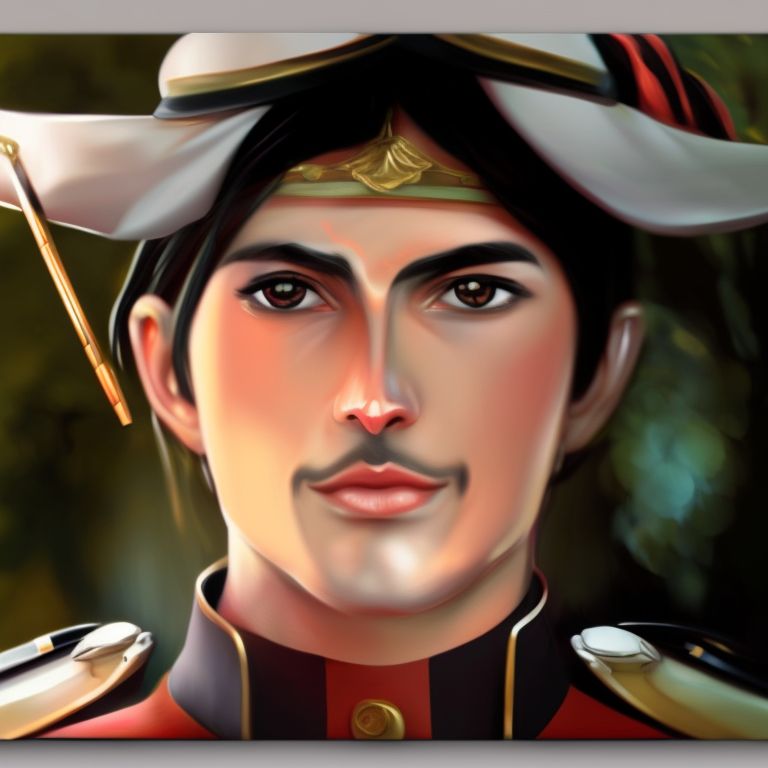 Artgerm, Wlop, Greg Rutkowski, Anna Nikonova, Character concept art, Anime, waist up photo of a Mexican male soldier from the 18th century, wearing a spanish officer uniform, short black hair, dark brown eyes, rifles in foreground, high contrast, shiny skin, light sparkles, chromatic aberration, sharp focus, Beautiful face, Close-up, Photo, Intricate, Elegant, Digital painting, Scenic, Hyperrealistic, Hyper detailed, Trending on Artstation, 8k, anime aesthetic