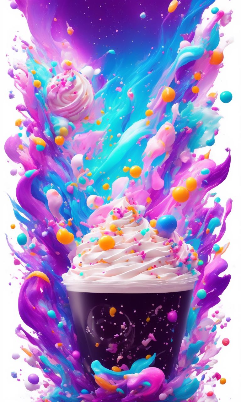 moralturtle525 boba tea whip cream and sprinkles with coloful boba on