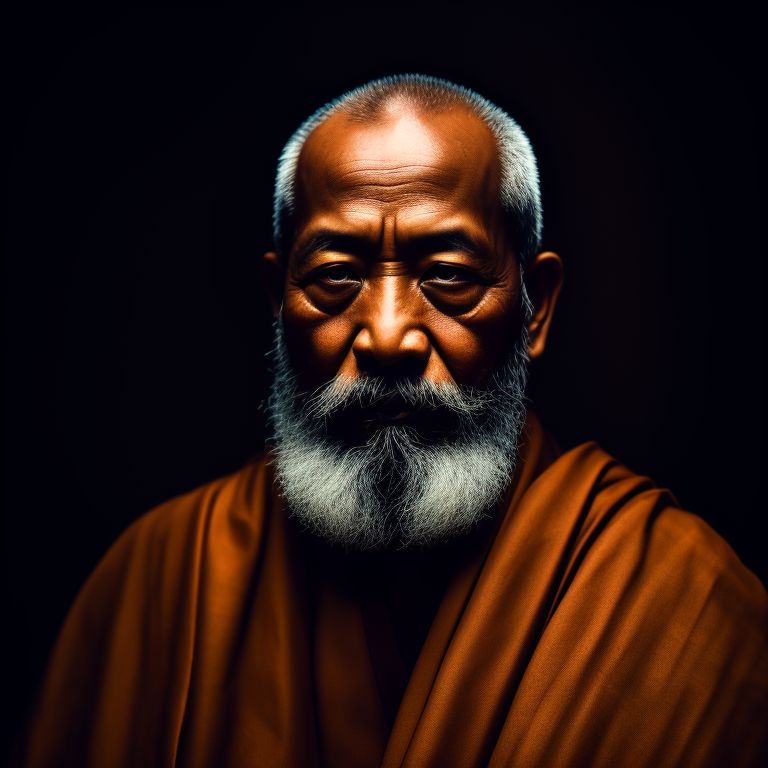 old monk, sigma, Portrait, wise man, monk, motivated man, Beard, Dark background