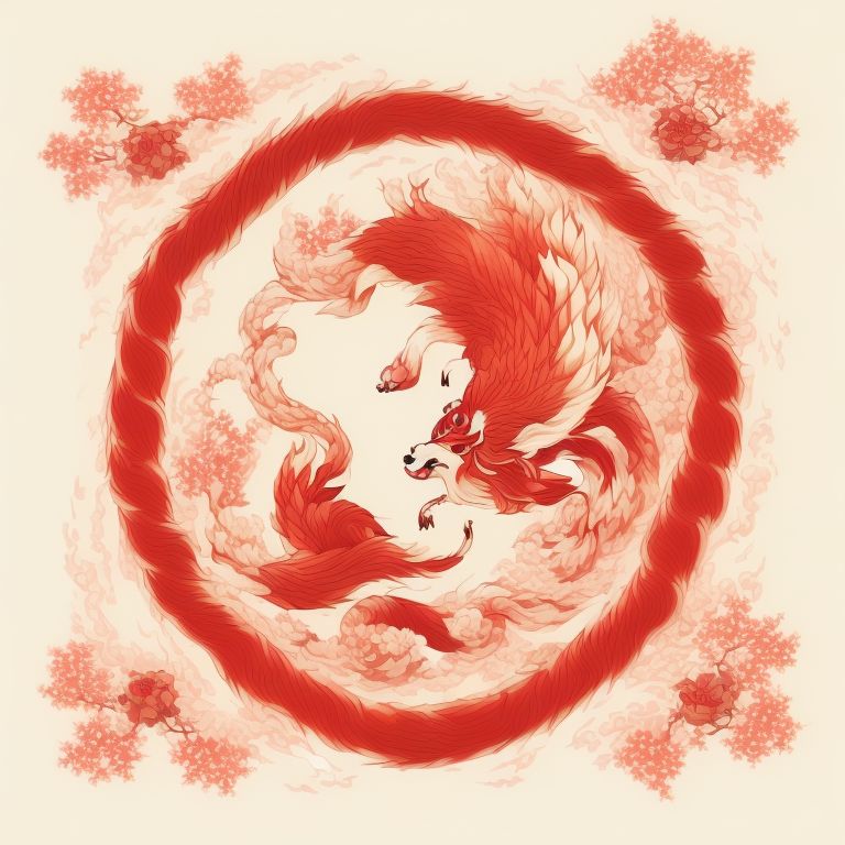 mundanegaur224 Retro Japanese Kitsune Art An art piece featuring a