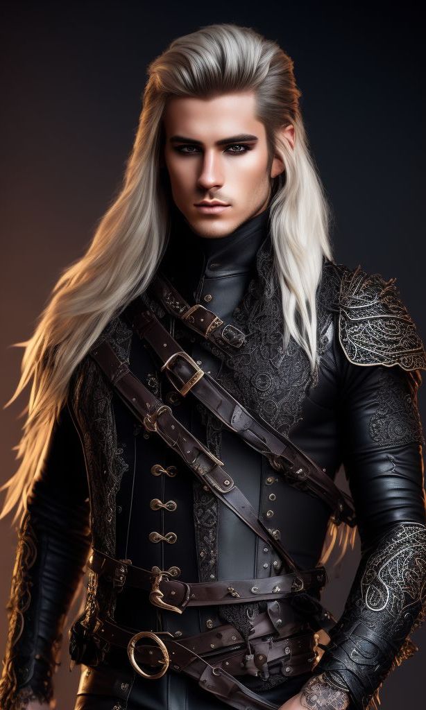 Desna Young Man With Bi Lateral Hair Long Hair Wearing A Pirate Coat Black And Blonde 5350