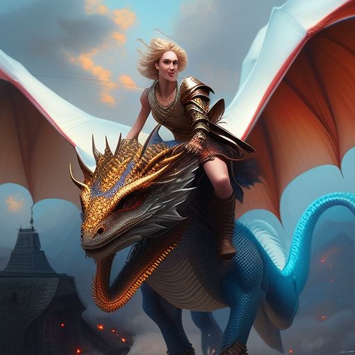 our-cat954: jubilant Caucasian female dragonrider soaring on a single ...