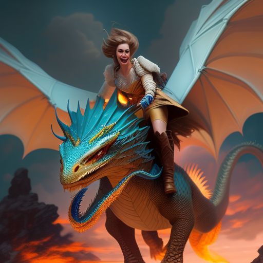 our-cat954: jubilant Caucasian female dragonrider soaring on a single ...