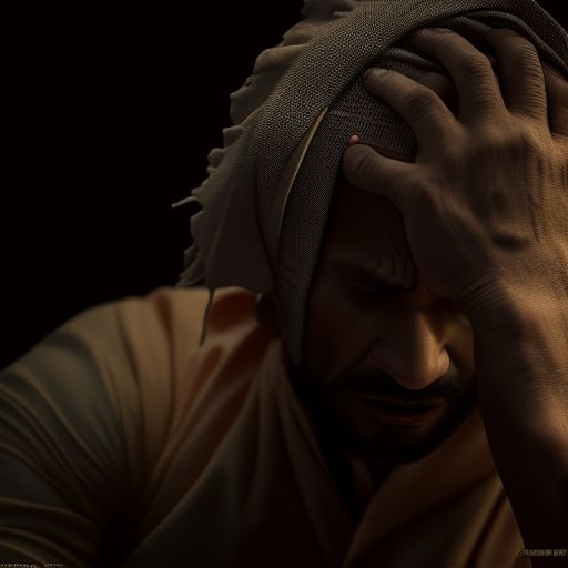 AmigoJC King David, crown on his head, head down, scream, typical