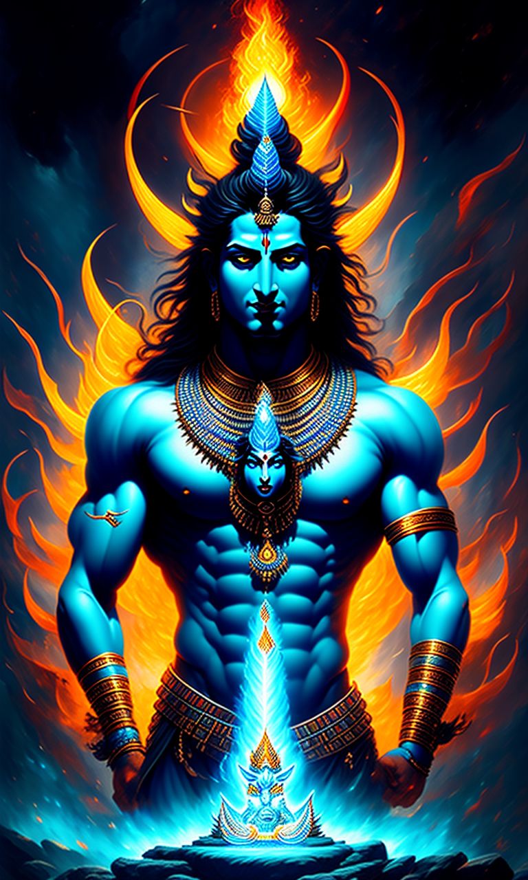 bluenocture: Lord Shiva the destroyer,surrounded by blue flames ...
