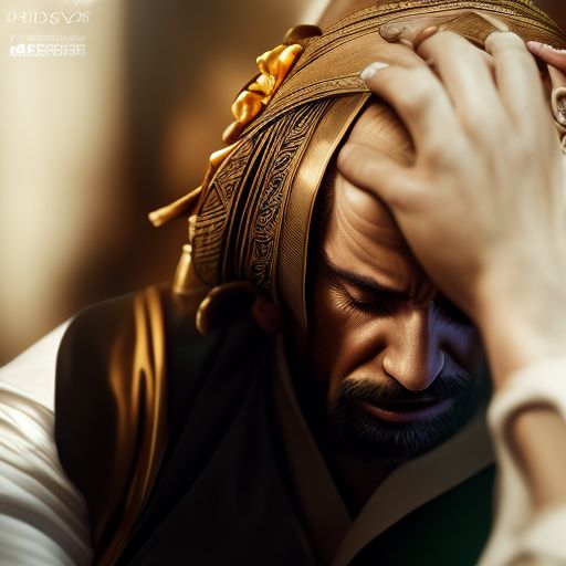 AmigoJC King David, crown on his head, head down, scream, typical