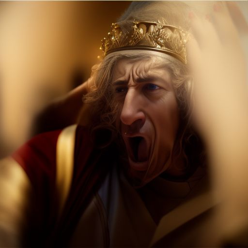 AmigoJC King David, crown on his head, head down, scream, typical