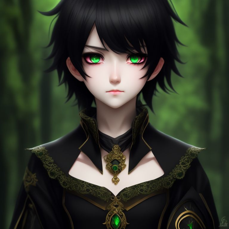 anime boy with green eyes
