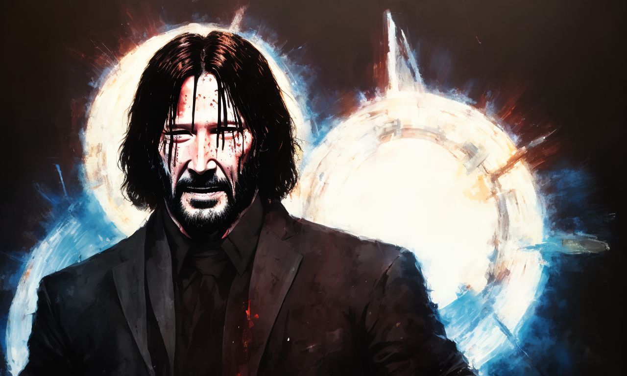 limping-newt727: a happy john wick as jesus christ with a halo
