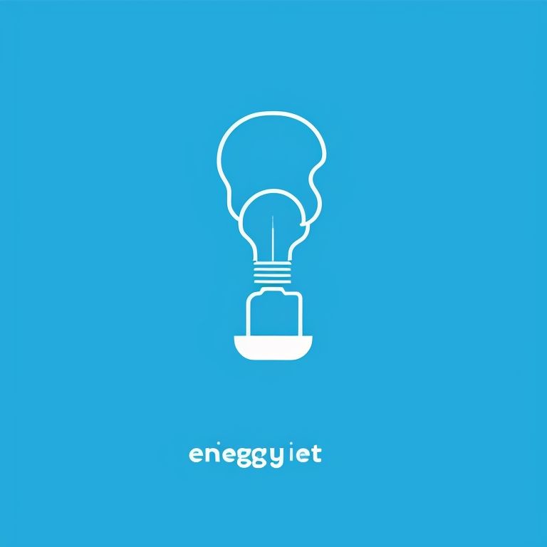 Energy-efficient appliances, minimalist logo design featuring a stylized lightbulb, with cool blue tones and sharp lines, conveying a sense of innovation and environmental consciousness, trending on design blogs, created by top graphic designers specializing in sustainability branding, such as aaron draplin and paula scher.