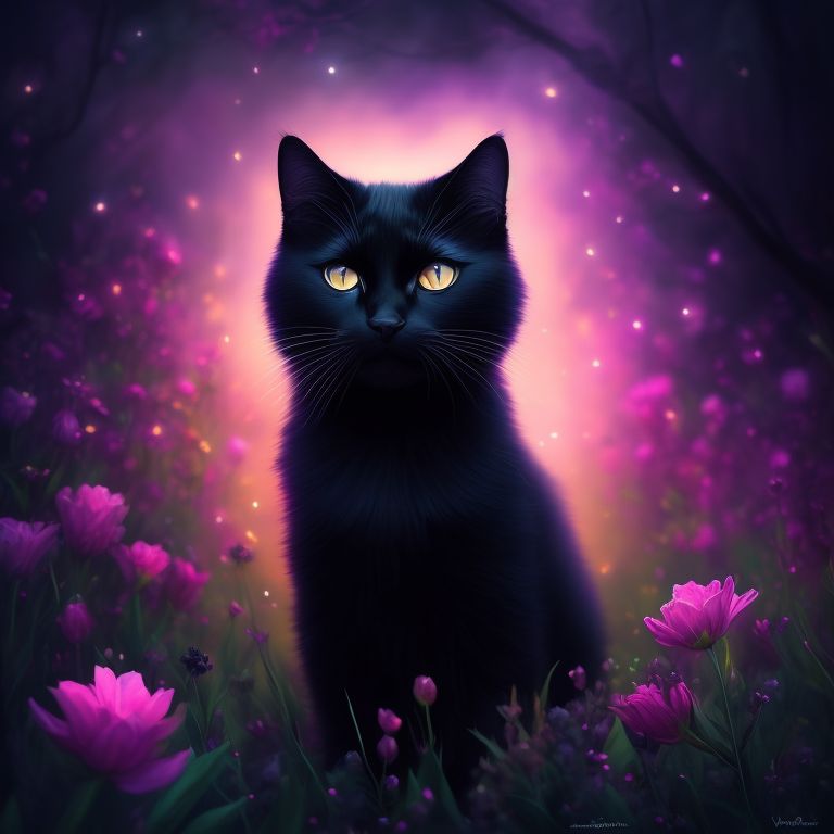 The.COOL-Choco: Black Cat in a flower field